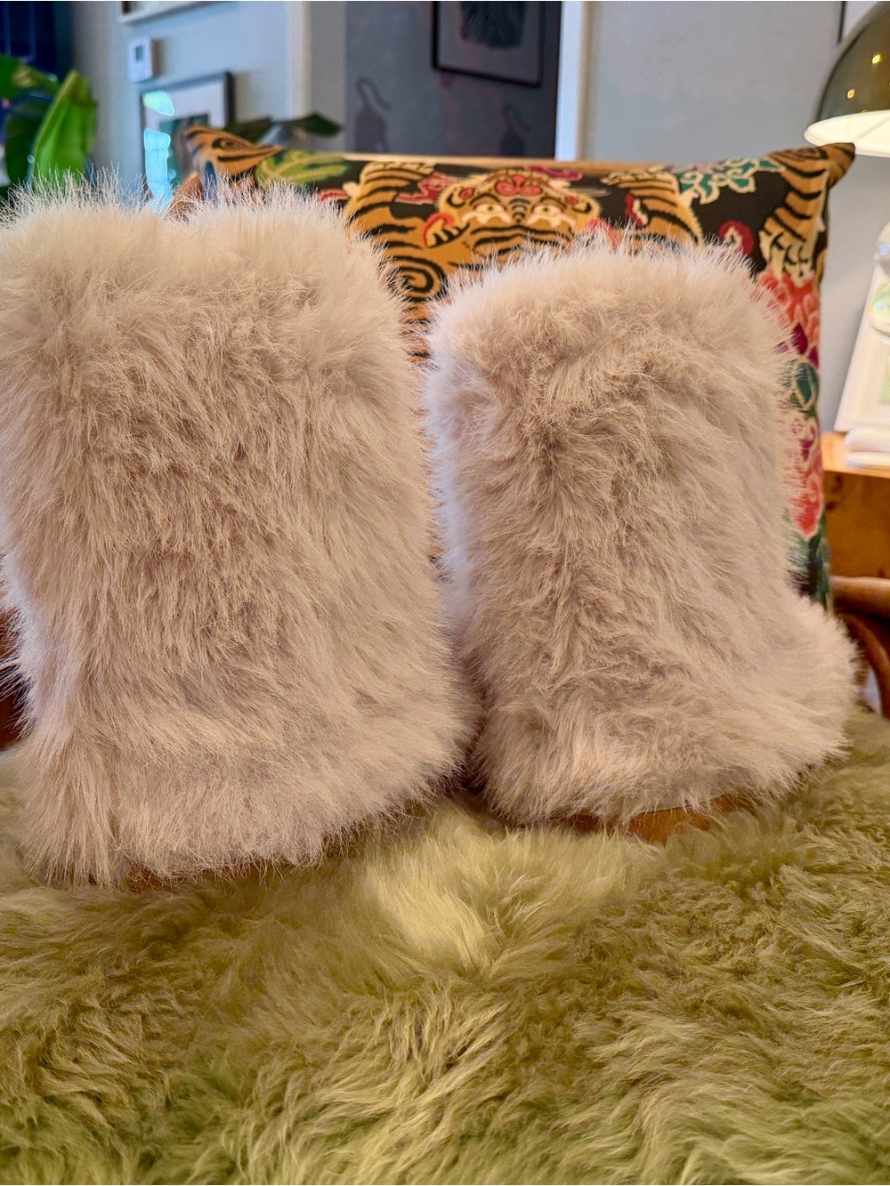 Azalea Wang Cozy Plush Faux Fur Booties - Cream - Picture 6 of 7